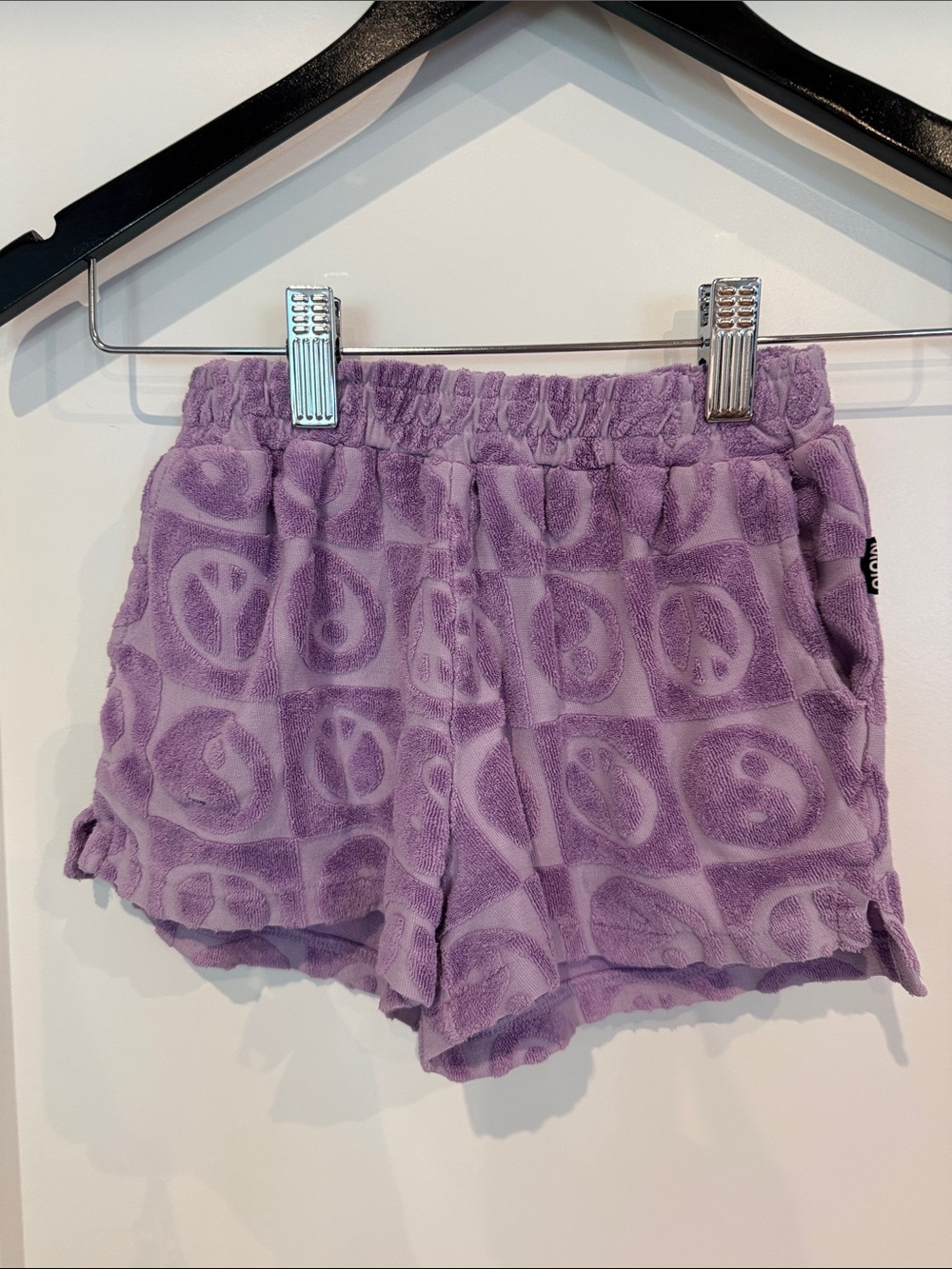 Molo Lavender Plush Peace Sign Shorts